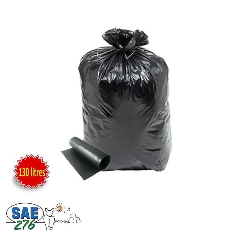 20 sacs poubelle noir 130 litres 60 microns